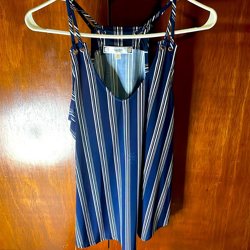 Striped dark blue shirt